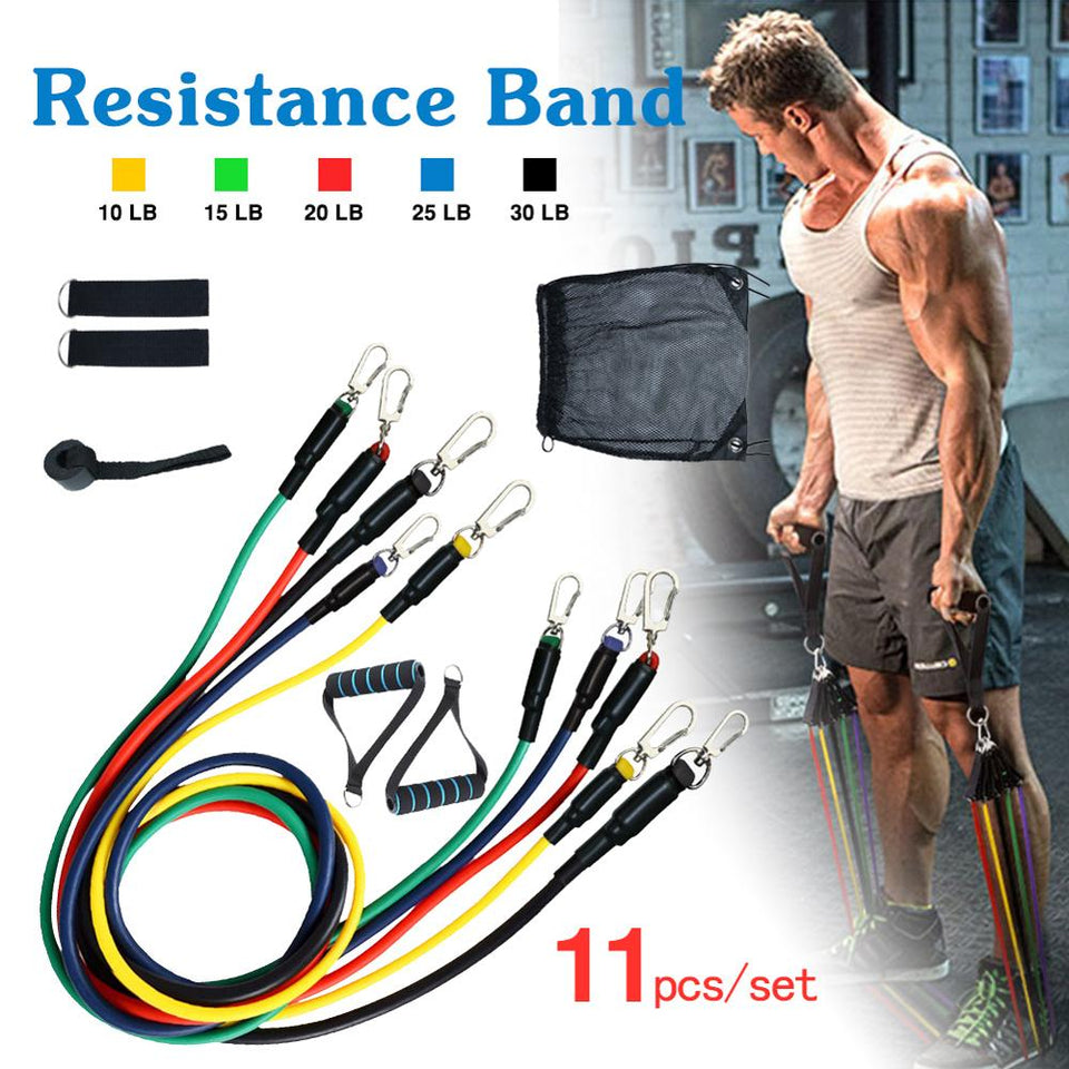 11 PCS Latex Resistance Band Set – Home Workout & Fitness Kit