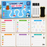 64 Pages Kids Reusable Tracing Book Set with 4 Markers & Eraser