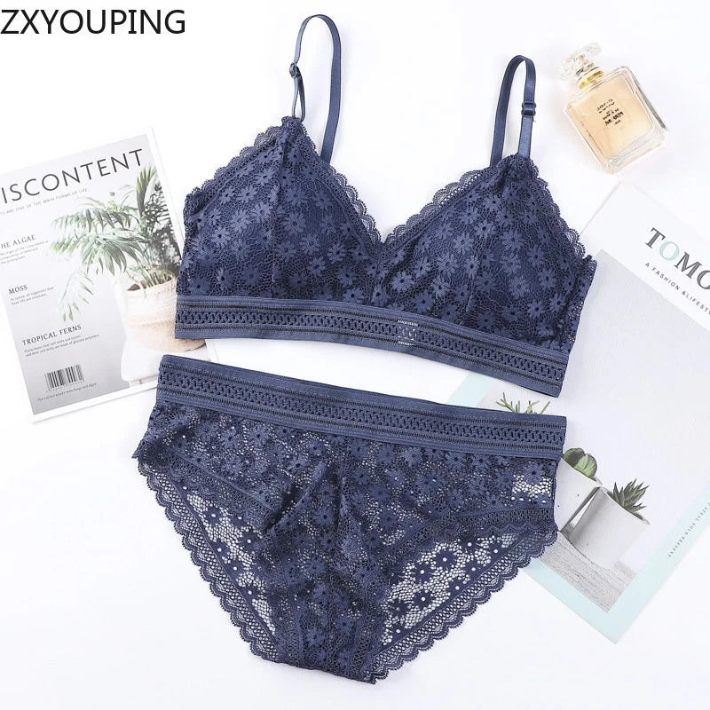 Sexy Lace Bra and Panty Set Push Up Bra Lace Panty Set Seamless Women's Underwear Panties