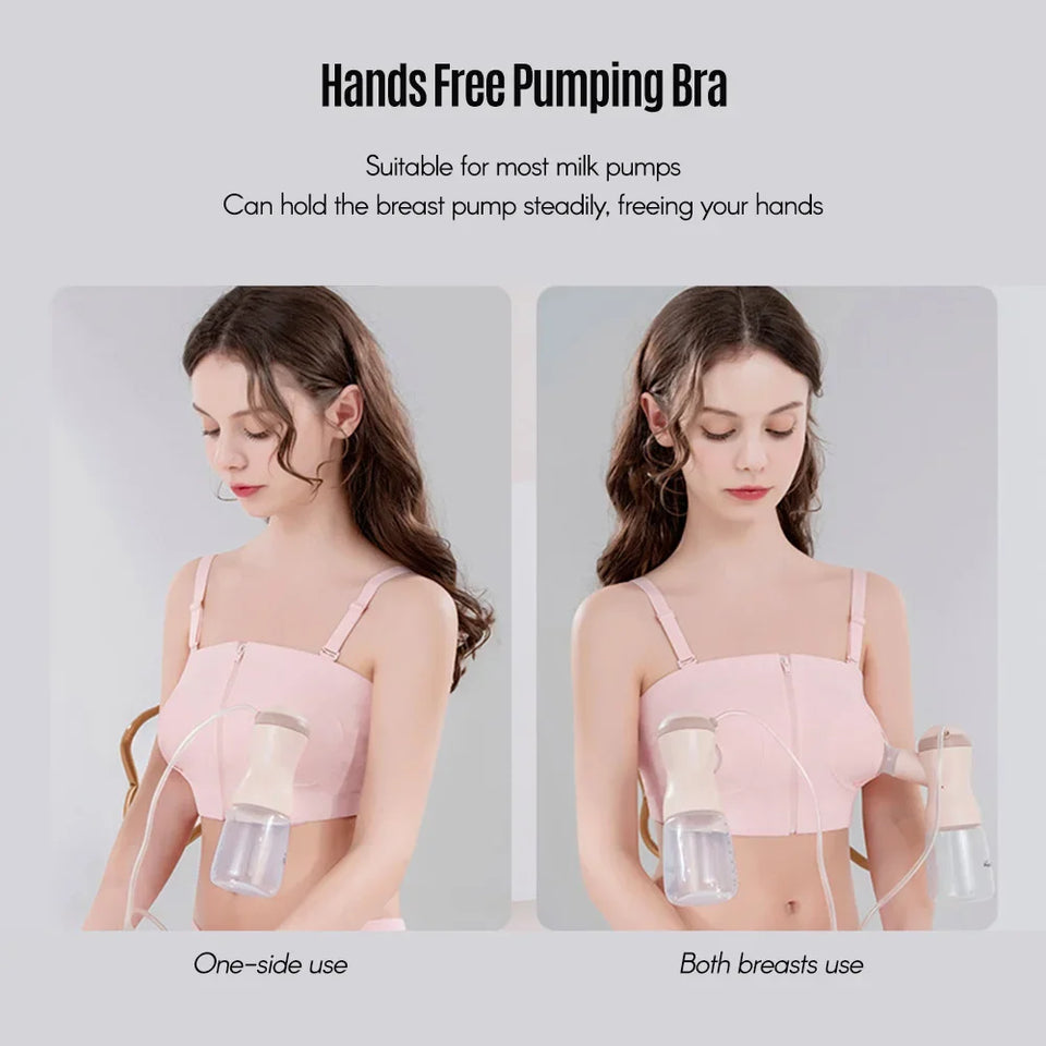 Maternity Bra Hands Free Pumping Bra Adjustable Cotton Breast Pump Bra No Steel Ring Nursing Bra for Breast Pump