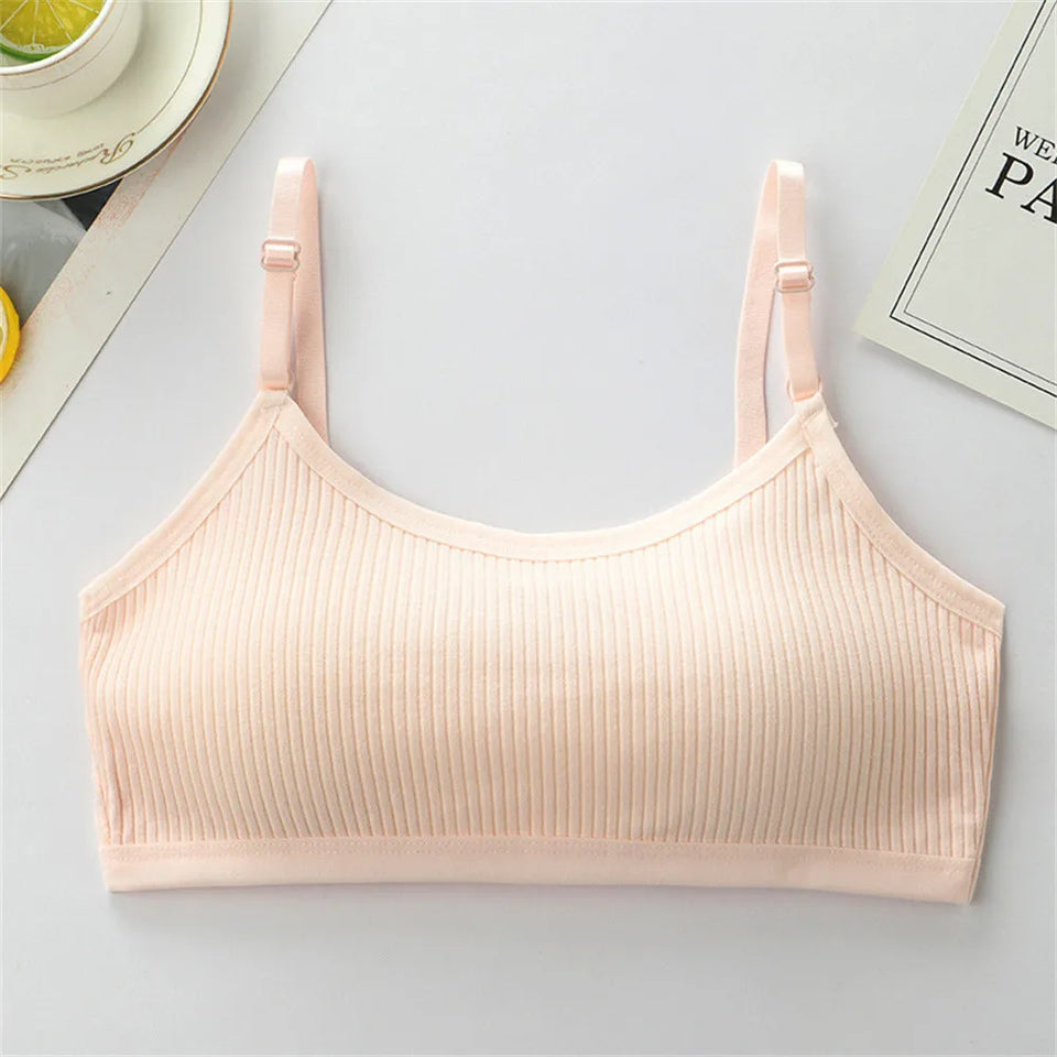 Children's Sports Bra Youth Sports Bra Girls' Training Bra Solid Color Adjustable Shoulder Strap Bra Anti Peeping Baby Bra
