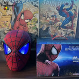 Spider-Man Auto-Touch Light Up Mask with Motorized Eyes & Ring Control 1:1 Scale Wearable Collectible for Cosplay
