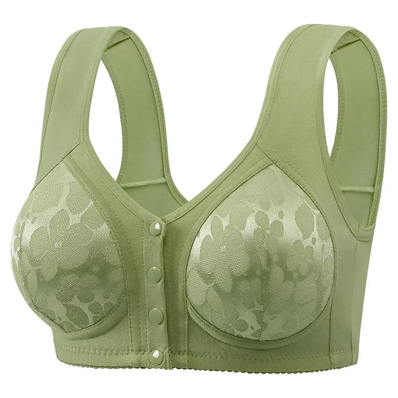 Women's Bra with Lace Designed to Prevent Sagging with Front Fastening for Easy Wearing Without Underwire for Comfort