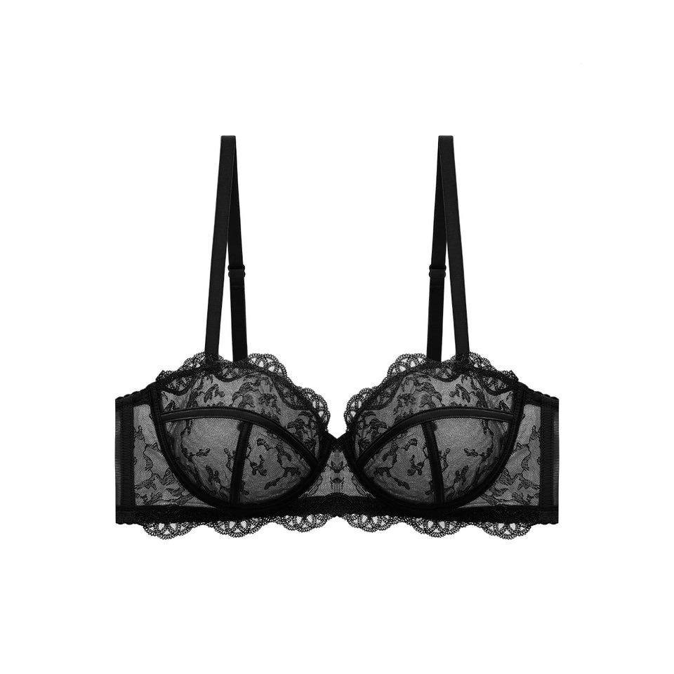Bra of Women French Luxury Big Chest Appears Small Single Layer Ultra-thin Comfortable Gathering Sexy Lace Bra OWD6141