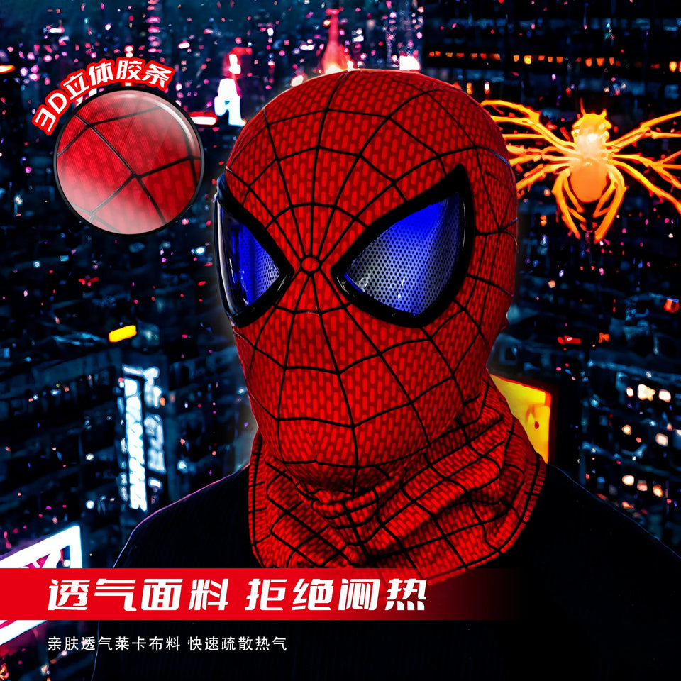 Spider-Man Auto-Touch Light Up Mask with Motorized Eyes & Ring Control 1:1 Scale Wearable Collectible for Cosplay