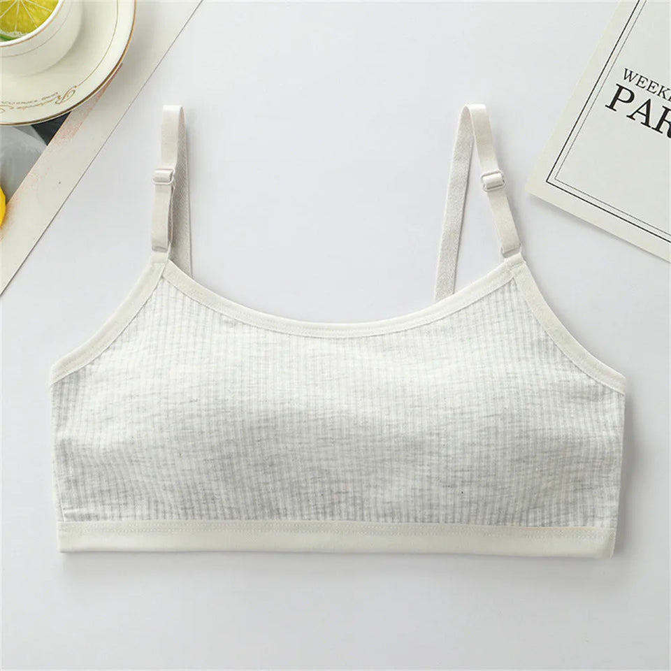 Children's Sports Bra Youth Sports Bra Girls' Training Bra Solid Color Adjustable Shoulder Strap Bra Anti Peeping Baby Bra