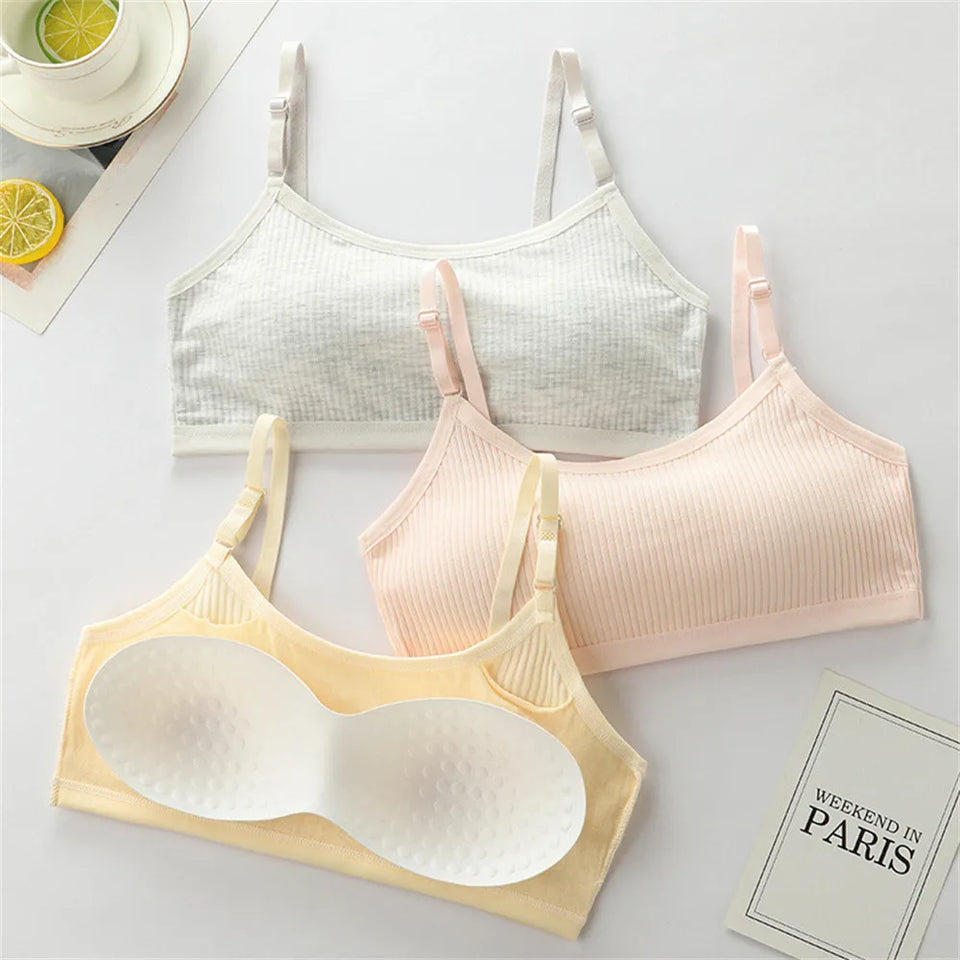 Children's Sports Bra Youth Sports Bra Girls' Training Bra Solid Color Adjustable Shoulder Strap Bra Anti Peeping Baby Bra