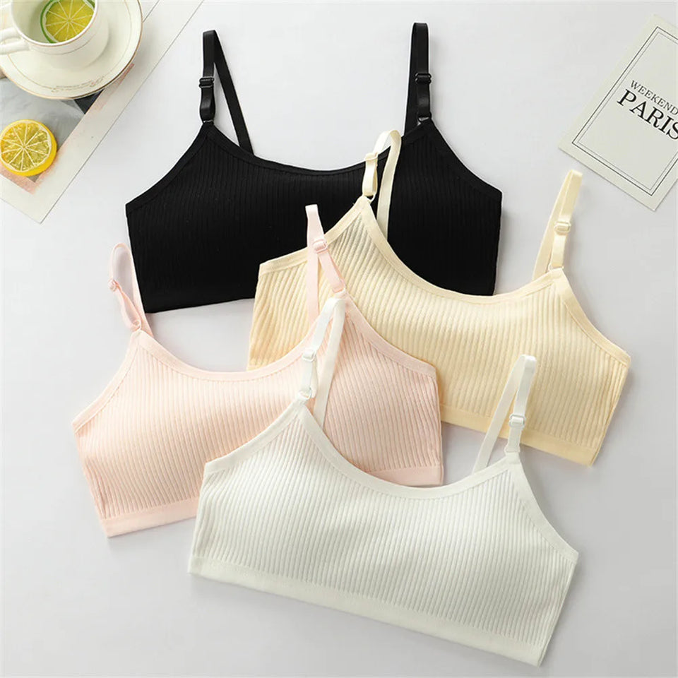 Children's Sports Bra Youth Sports Bra Girls' Training Bra Solid Color Adjustable Shoulder Strap Bra Anti Peeping Baby Bra