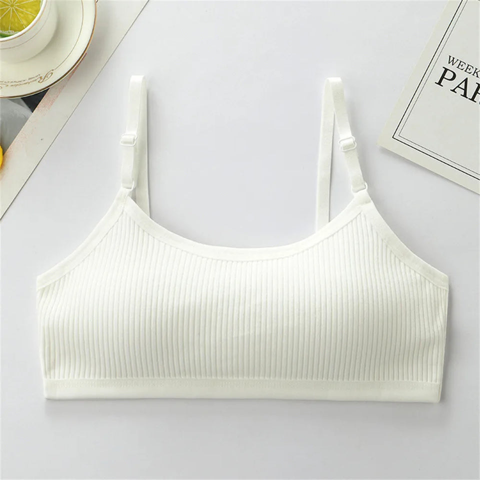 Children's Sports Bra Youth Sports Bra Girls' Training Bra Solid Color Adjustable Shoulder Strap Bra Anti Peeping Baby Bra