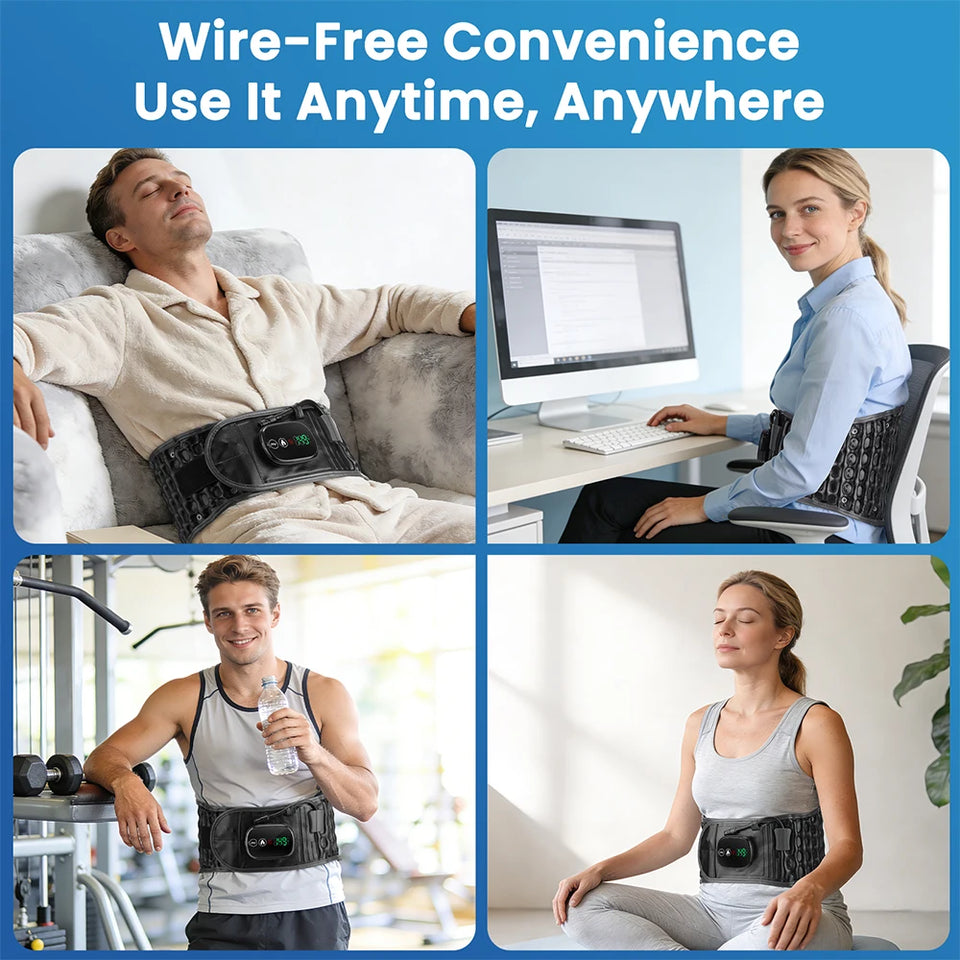 Electric Waist Belt Massage Machine with 3 Levels Vibration And Hot Compress Lumbar Support Brace for Muscle Relaxation
