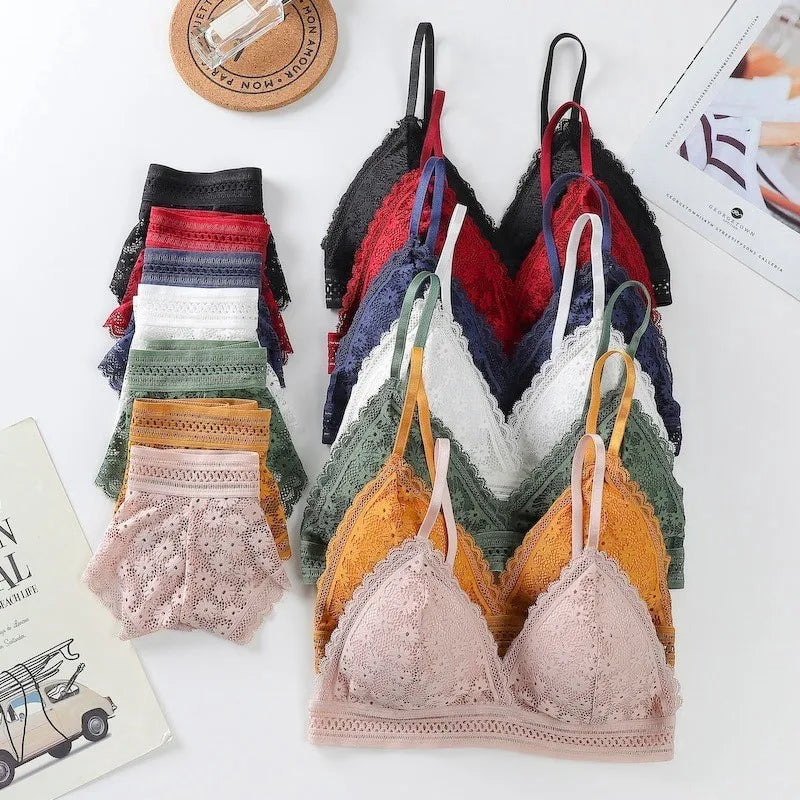 Sexy Lace Bra and Panty Set Push Up Bra Lace Panty Set Seamless Women's Underwear Panties