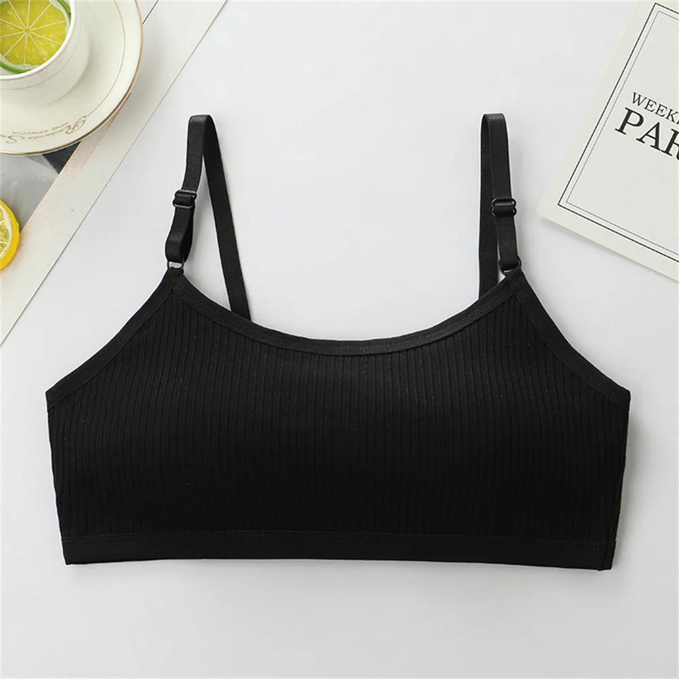 Children's Sports Bra Youth Sports Bra Girls' Training Bra Solid Color Adjustable Shoulder Strap Bra Anti Peeping Baby Bra