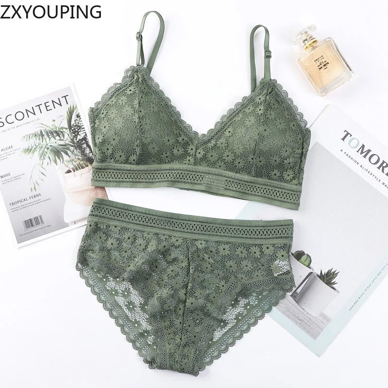 Sexy Lace Bra and Panty Set Push Up Bra Lace Panty Set Seamless Women's Underwear Panties