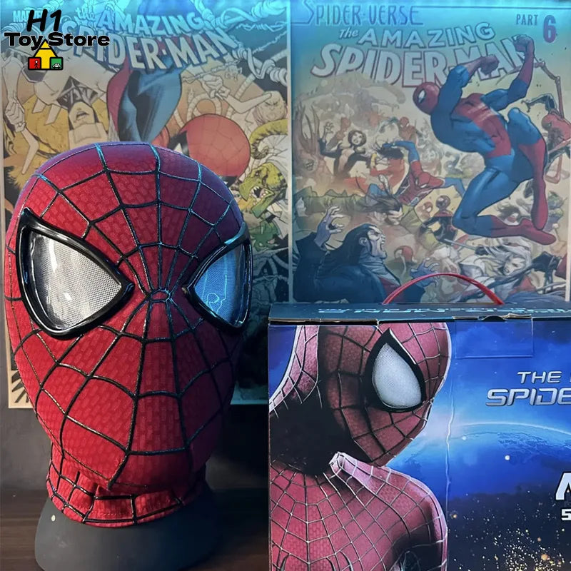 Spider-Man Auto-Touch Light Up Mask with Motorized Eyes & Ring Control 1:1 Scale Wearable Collectible for Cosplay