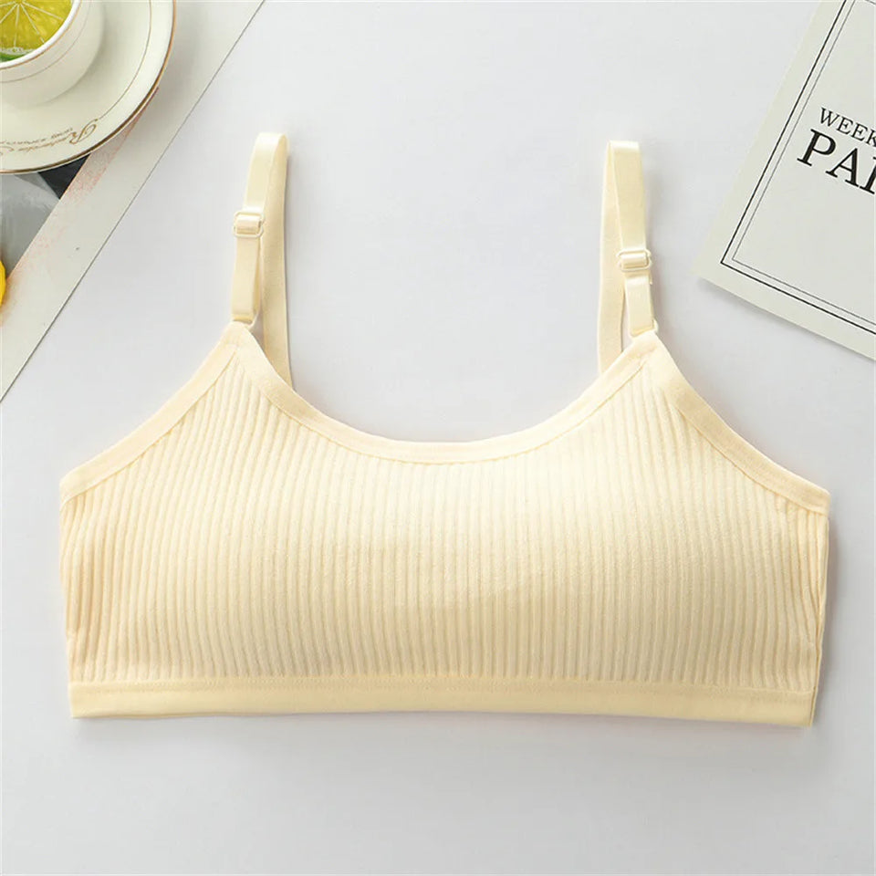 Children's Sports Bra Youth Sports Bra Girls' Training Bra Solid Color Adjustable Shoulder Strap Bra Anti Peeping Baby Bra