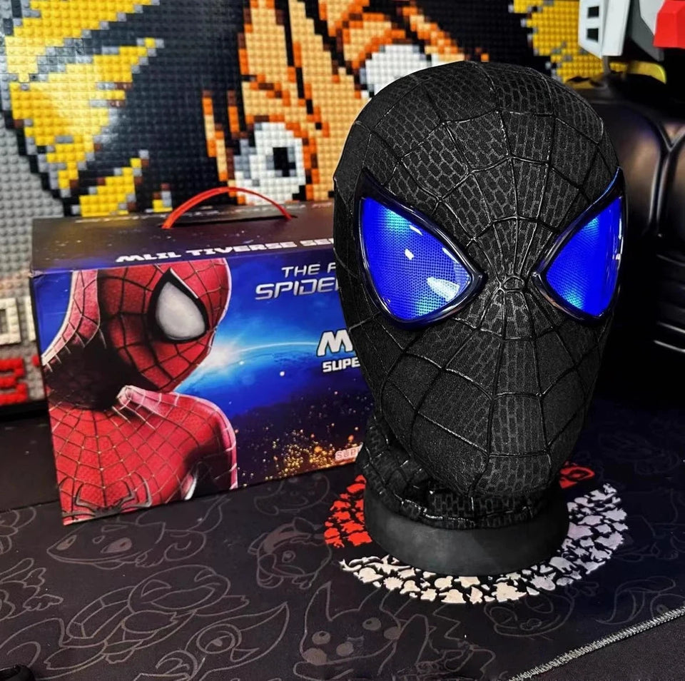 Spider-Man Auto-Touch Light Up Mask with Motorized Eyes & Ring Control 1:1 Scale Wearable Collectible for Cosplay