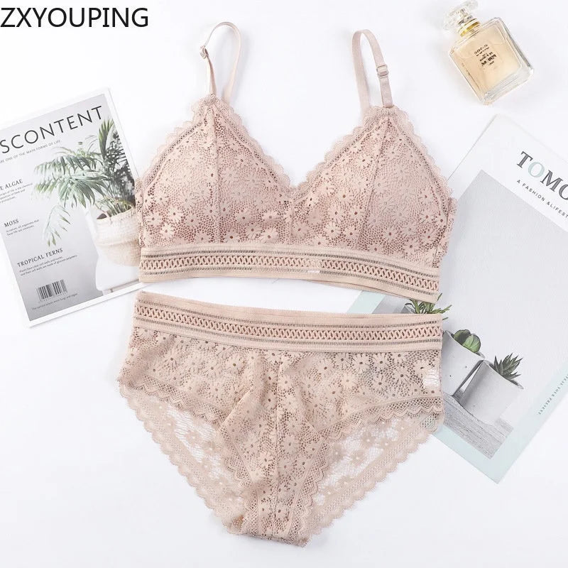 Sexy Lace Bra and Panty Set Push Up Bra Lace Panty Set Seamless Women's Underwear Panties