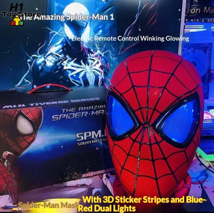 Spider-Man Auto-Touch Light Up Mask with Motorized Eyes & Ring Control 1:1 Scale Wearable Collectible for Cosplay
