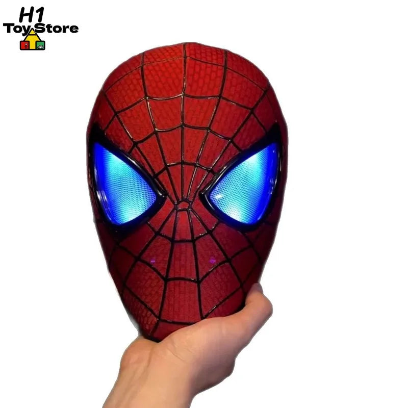 Spider-Man Auto-Touch Light Up Mask with Motorized Eyes & Ring Control 1:1 Scale Wearable Collectible for Cosplay