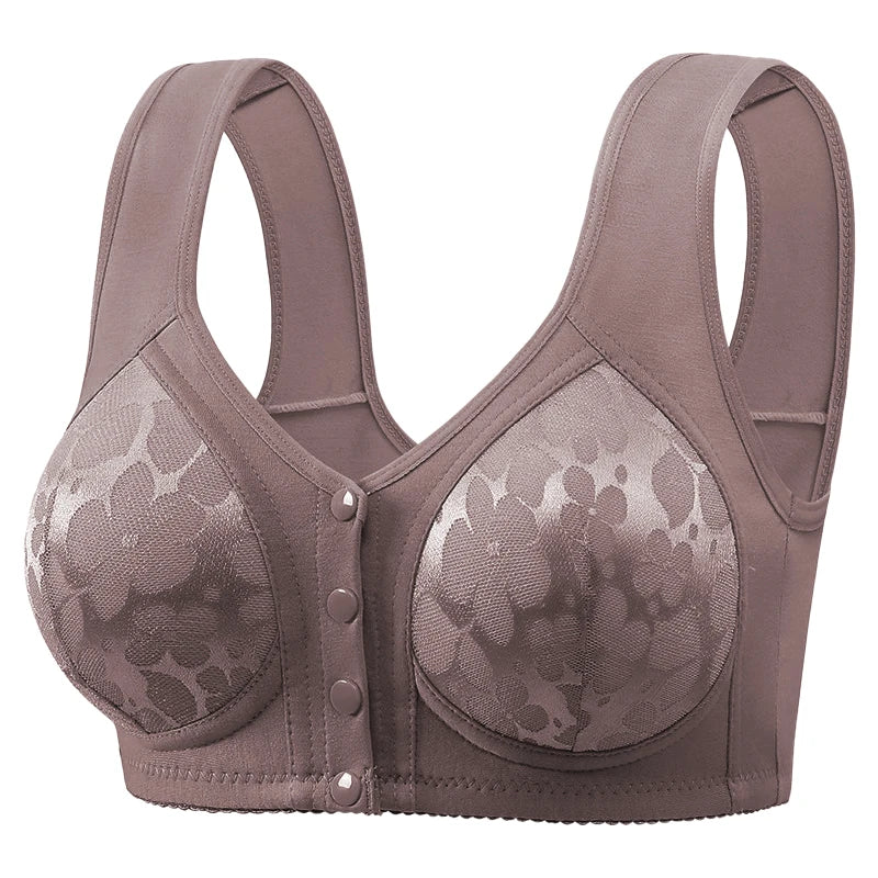 Women's Bra with Lace Designed to Prevent Sagging with Front Fastening for Easy Wearing Without Underwire for Comfort