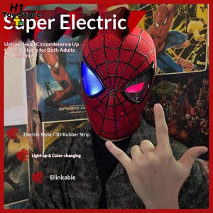 Spider-Man Auto-Touch Light Up Mask with Motorized Eyes & Ring Control 1:1 Scale Wearable Collectible for Cosplay
