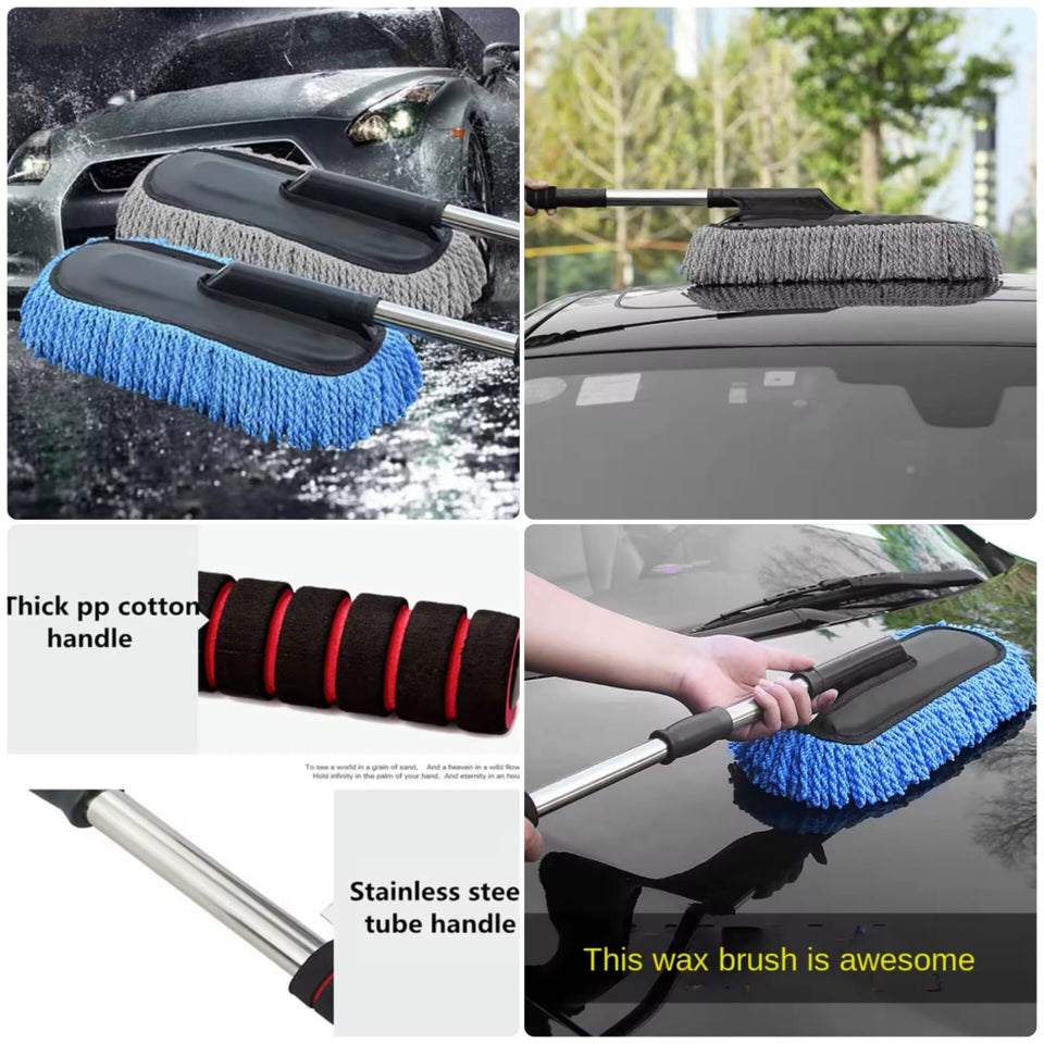 Extendable Car Washing Mop | Soft Microfiber Car Cleaning Brush with Long Handle
