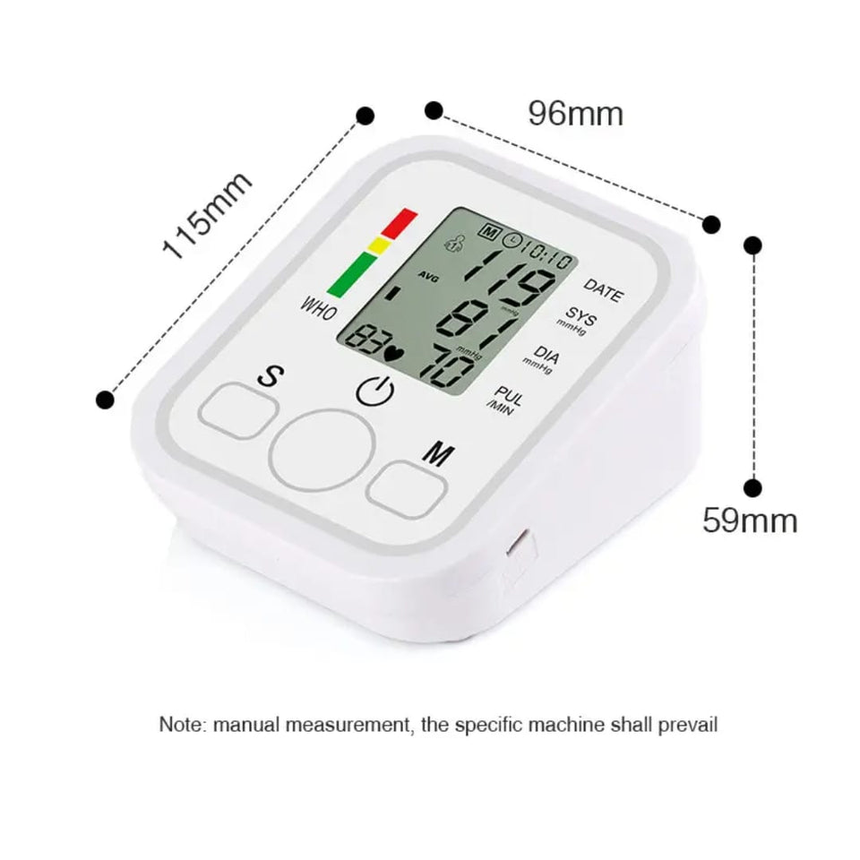 Digital Automatic Blood Pressure Monitor | Upper Arm BP Machine | LCD Display | USB Rechargeable