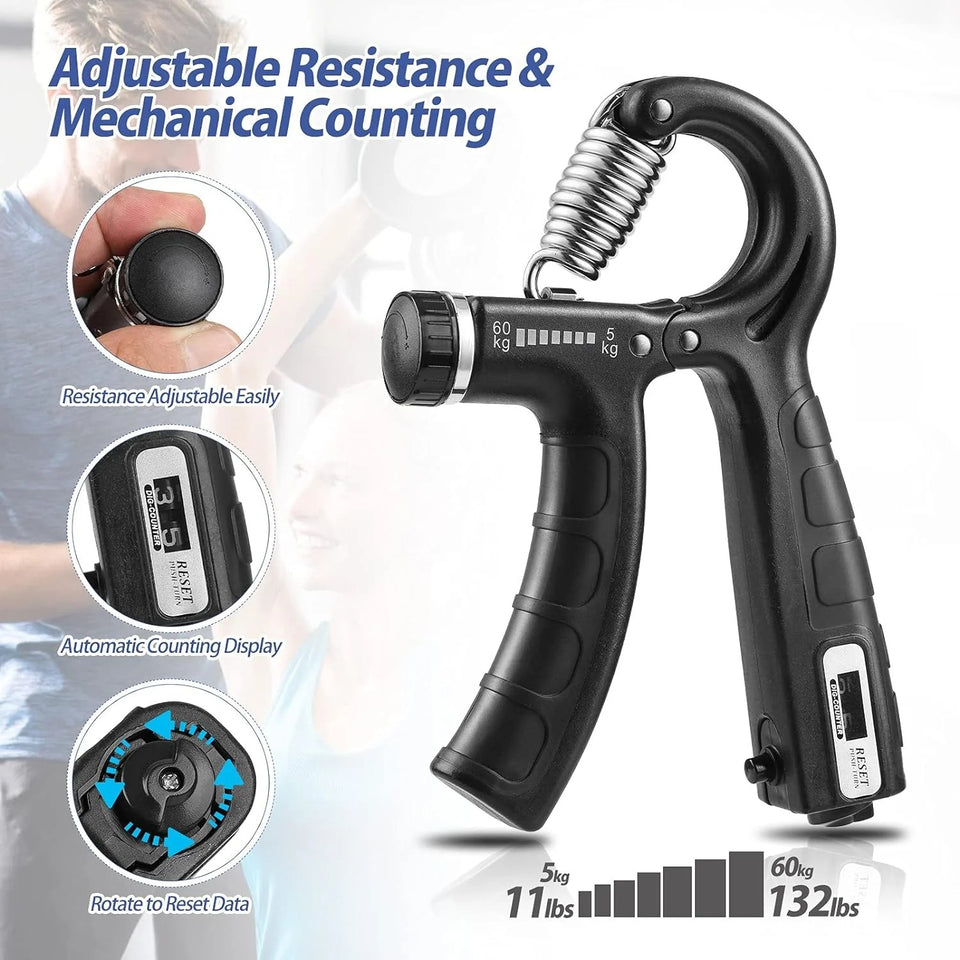 Automatic Counter Hand Grip Strengthener | Adjustable Resistance Hand Exerciser for Men & Women