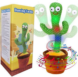 Rechargeable Dancing Cactus Toy with Music, Voice Recording & LED Lights for Kids