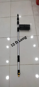 12FT Solar Panel Cleaning Brush with Water Flow | Extendable Telescopic Cleaning Brush