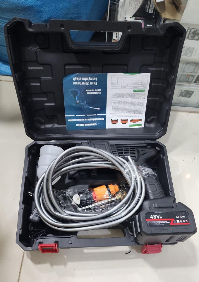 48V Cordless High Pressure Car Washer | Portable Wireless Water Jet Foam Gun | 5-Cell Battery