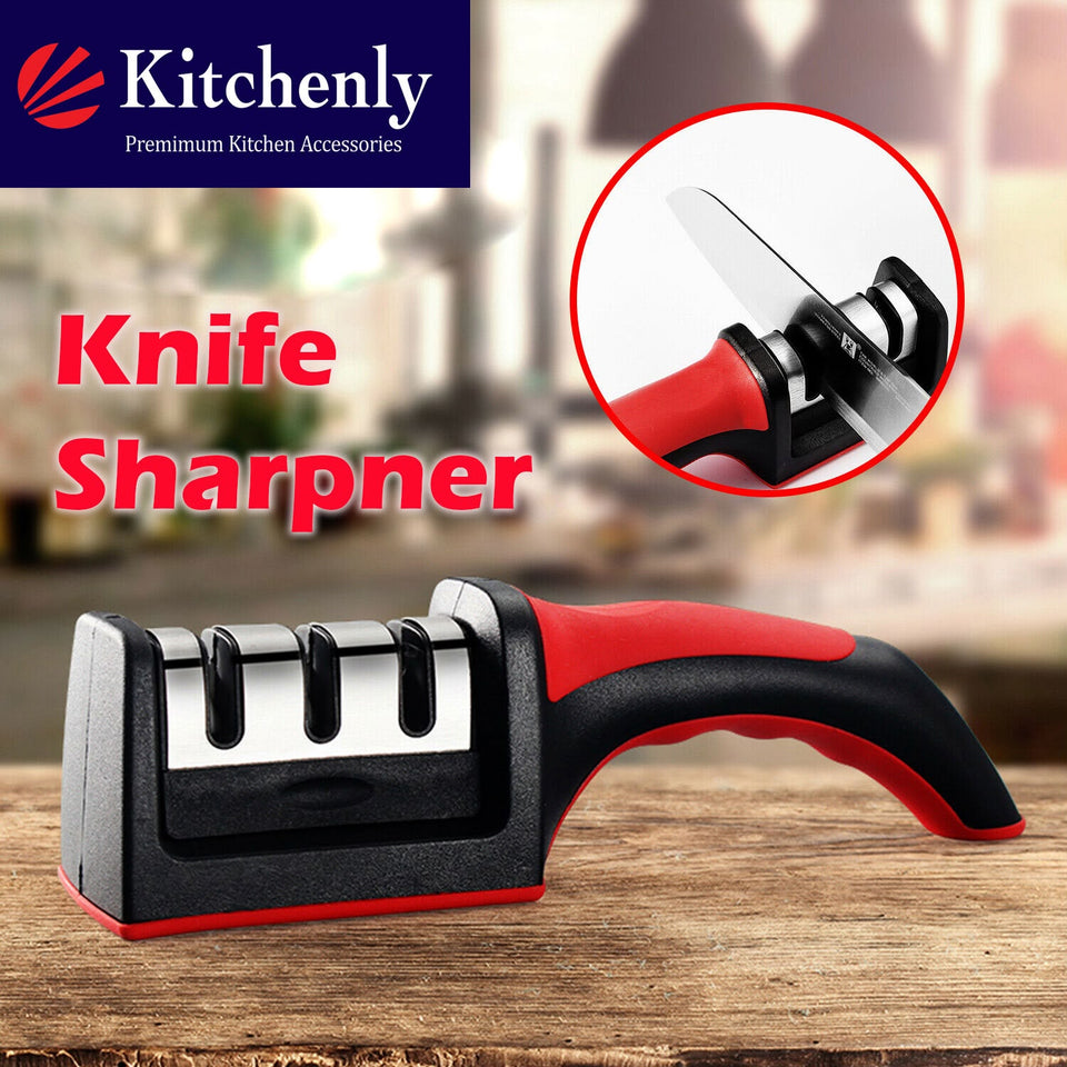 Professional 3-Stage Knife Sharpener | Multi-Function Diamond Kitchen Knife Sharpening Tool