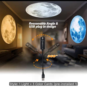USB Projection Atmosphere Lamp – 3D Starry Sky Mood Light with 6 Replaceable Projection Discs | Room Ambiance LED Night Light