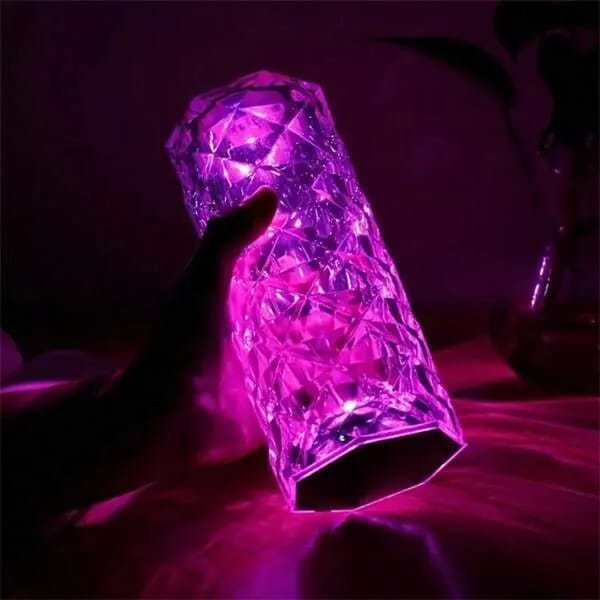 Crystal Lamp with 16 Colors – Touch & Remote Control Rechargeable LED Table Lamp | USB Rechargeable Night Light