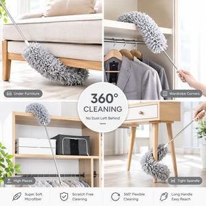 Flexible Microfiber Cleaning Duster with Extendable Rod