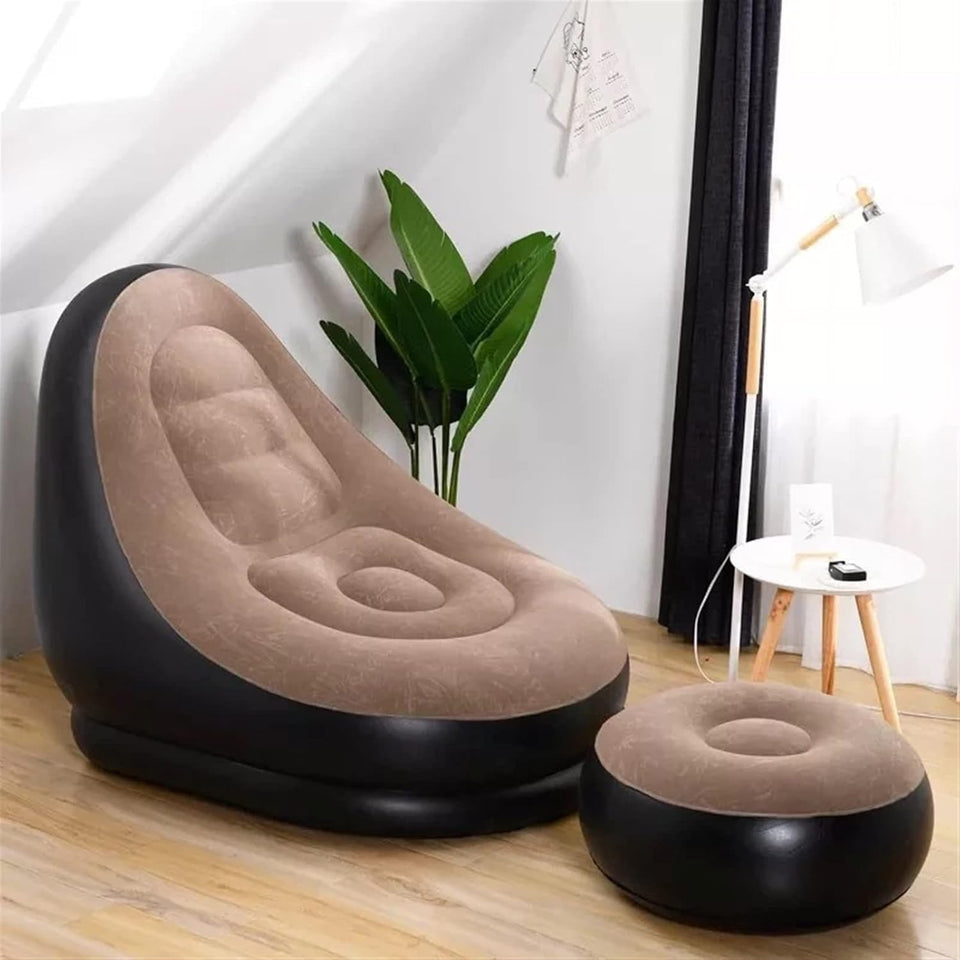 Inflatable Sofa Couch with Foot Rest | Comfortable Air Lounge Chair