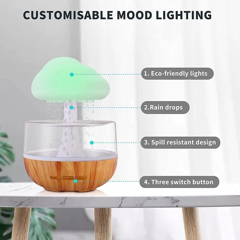 Rain Cloud Humidifier | LED Mood Light Aroma Diffuser