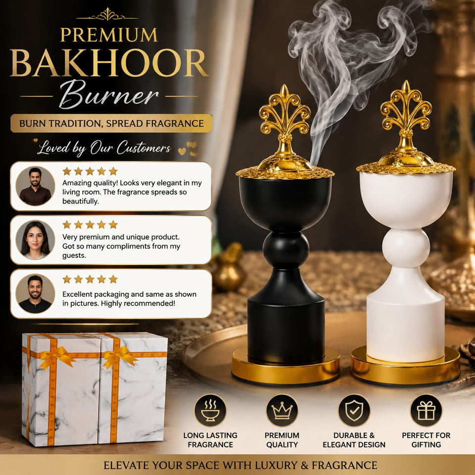 Premium Bakhoor Burner | Elegant Decorative Incense Burner with Gift Box