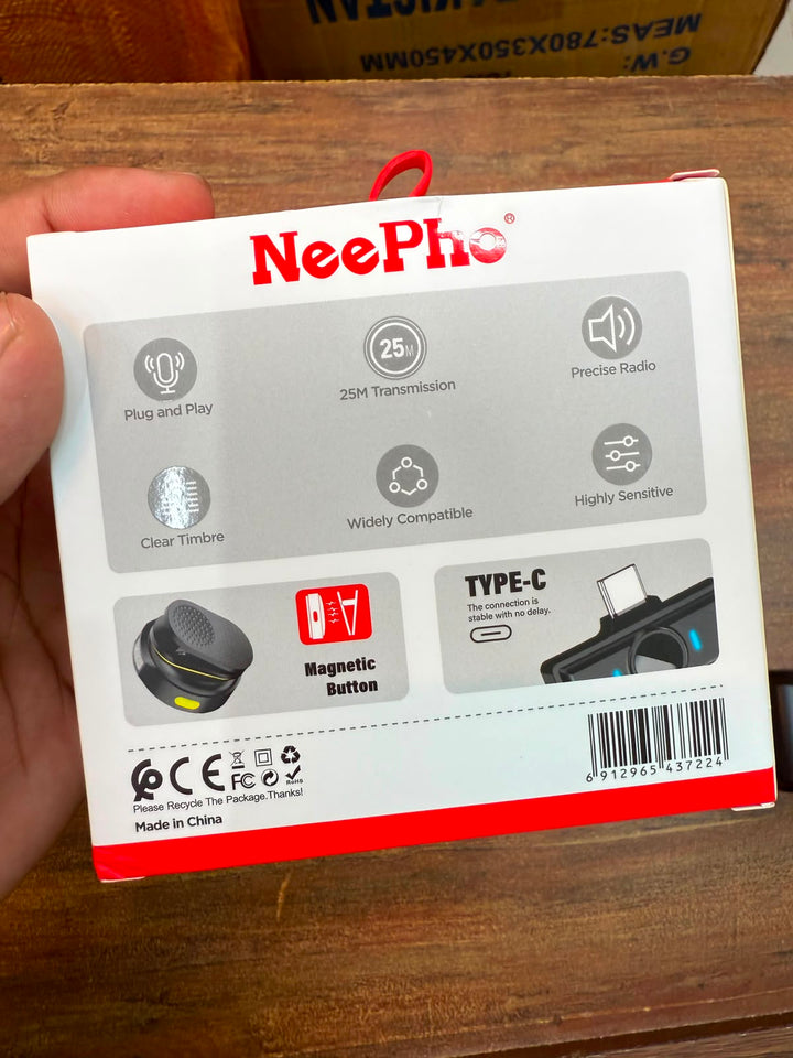 Neepho NP-58 Magnetic Wireless Microphone – Mini Clip-On Mic for iPhone