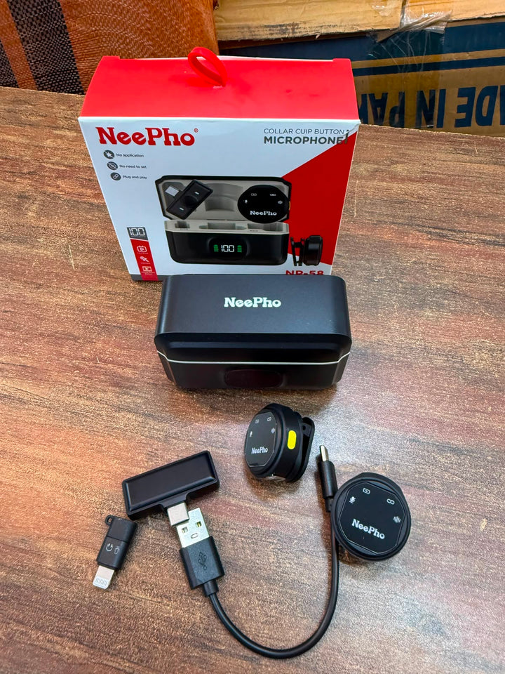 Neepho NP-58 Magnetic Wireless Microphone – Mini Clip-On Mic for iPhone