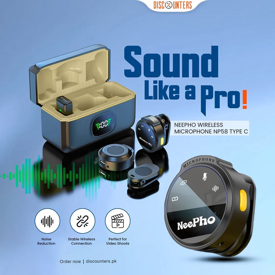 Neepho NP-58 Magnetic Wireless Microphone – Mini Clip-On Mic for iPhone