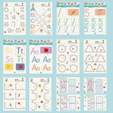 64 Pages Kids Reusable Tracing Book Set with 4 Markers & Eraser